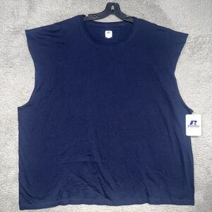 NWT Russell Athletic Tank Top Men's Sz 4XL XXXXL Blue Set-In Sleeve Muscle Tees